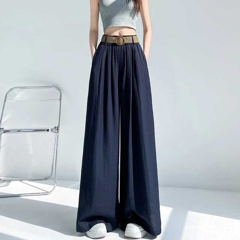 Ice Silk Linen Wide-Leg Pants