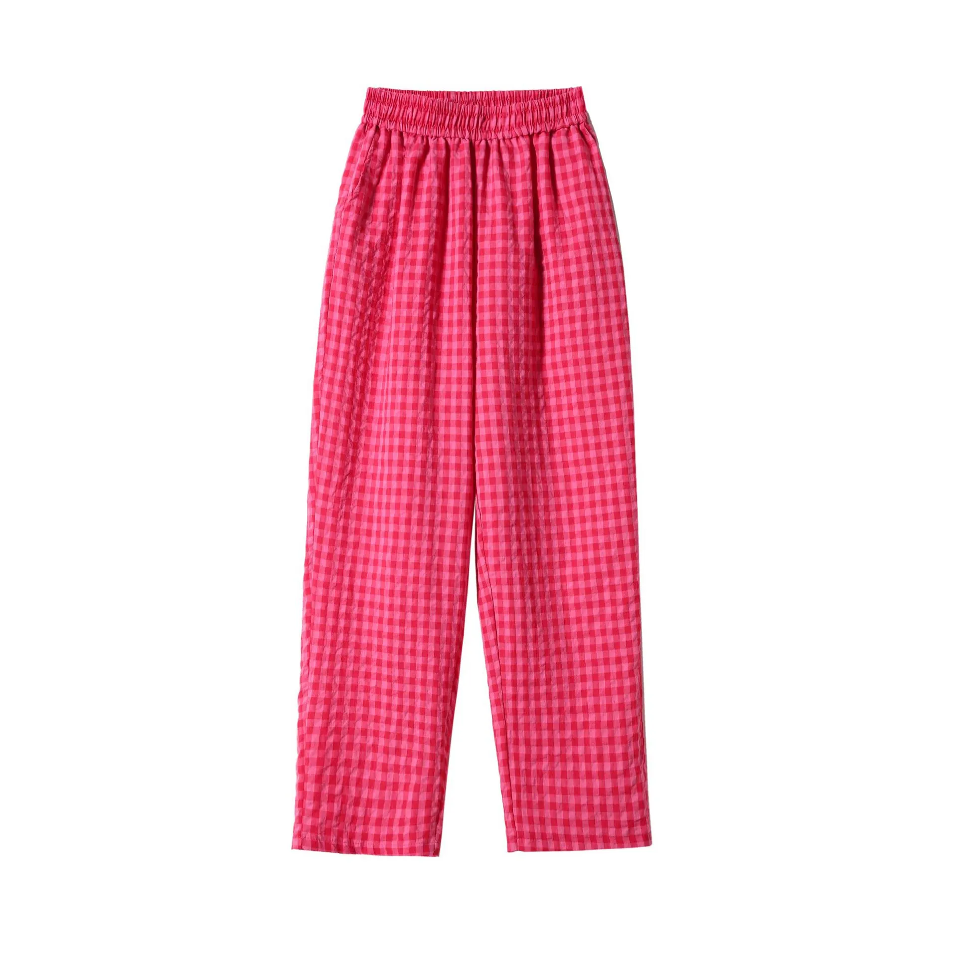 Cotton-Linen Plaid Pants
