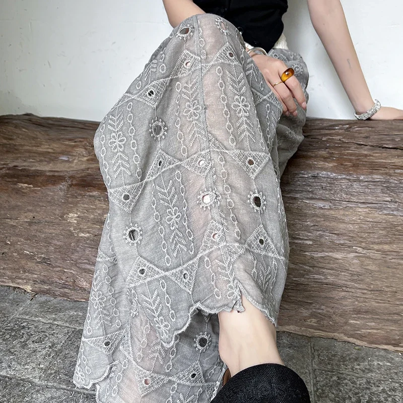 Women's Summer Thin High - End Lace Cropped Pants