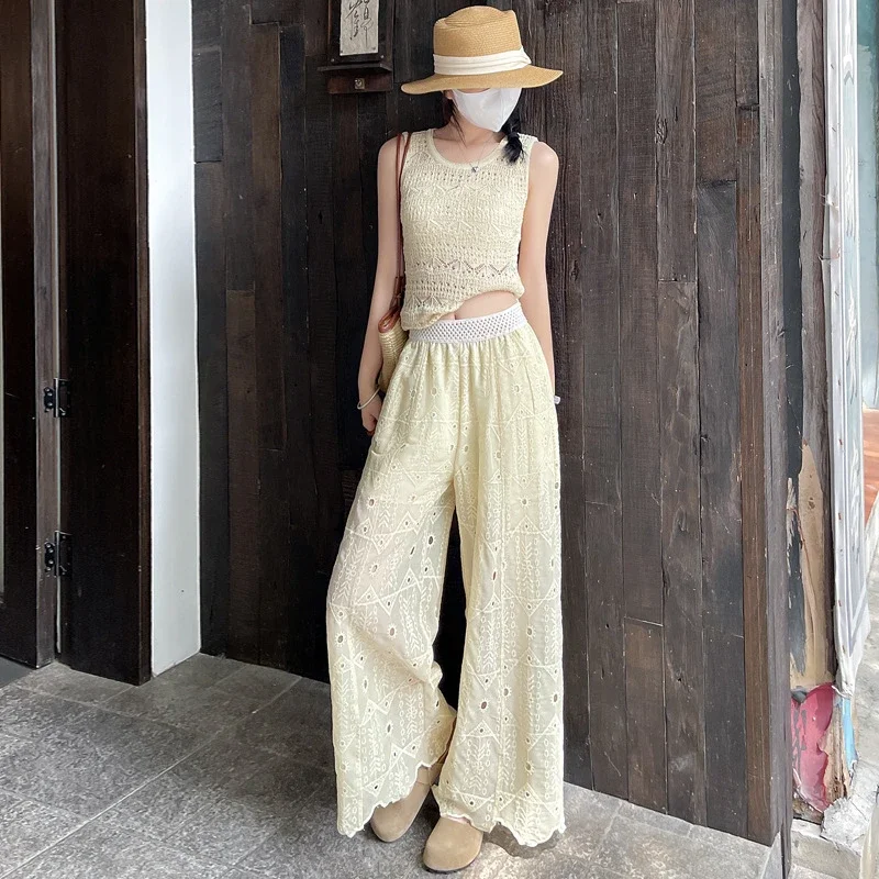 Women's Summer Thin High - End Lace Cropped Pants