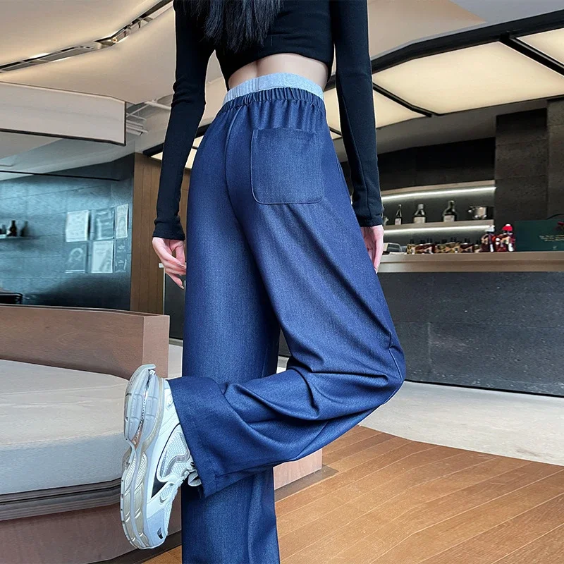 Women's Wide-Leg Jeans with Elastic Waist