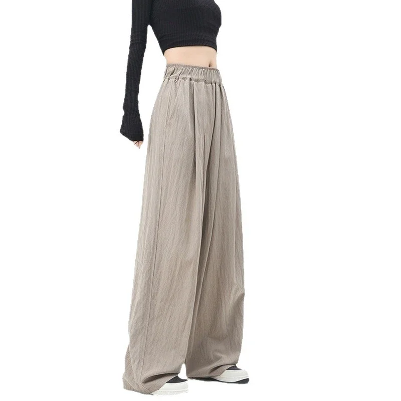 2025 Summer Textured Washed Cotton Wide-Leg Pants