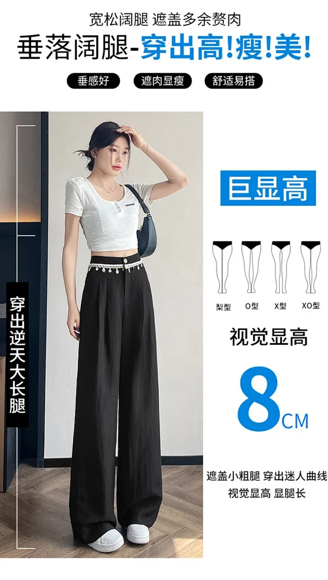 Summer Women's Tencel Linen Wide-Leg Pants Detail
