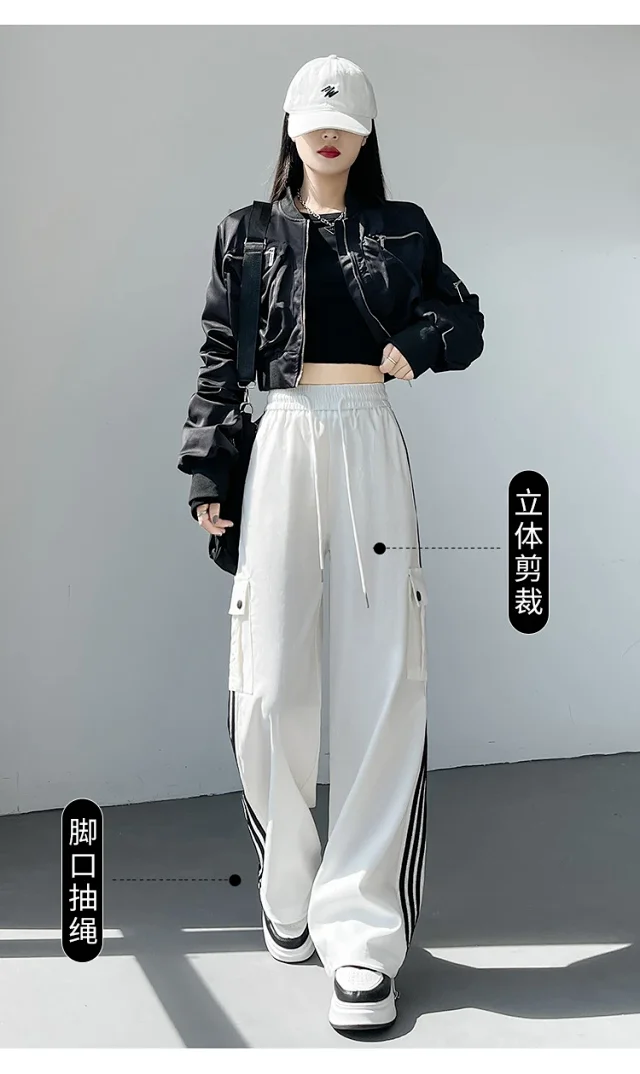 Women's Wide-Leg Cargo Pants 2025 Fall Detail