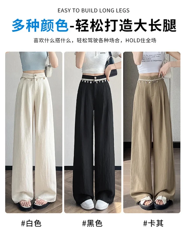 Summer Women's Tencel Linen Wide-Leg Pants Detail