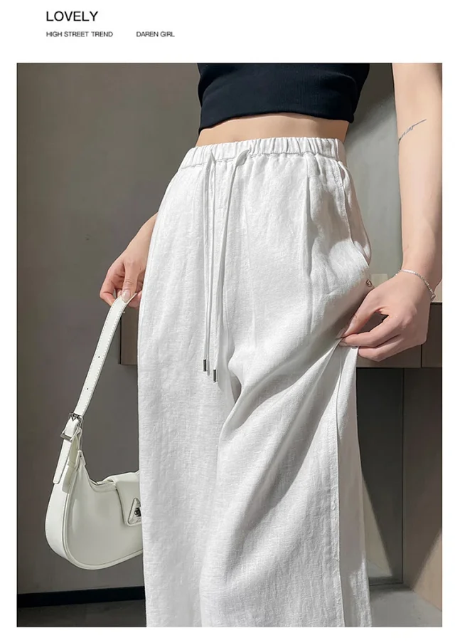 Ladies' Lyocell-Linen Wide-Leg Pants Detail