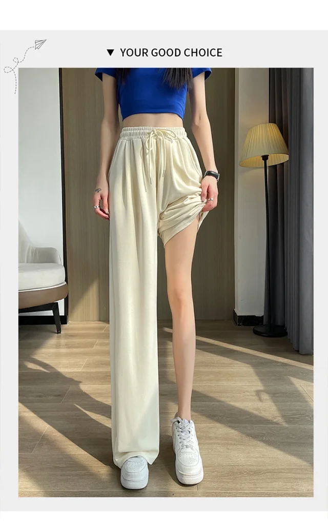 Women's Cupro Wide - Leg Pants 2025 Summer New Detail