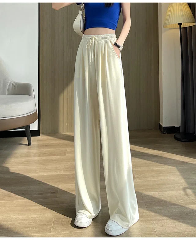 Women's Cupro Wide - Leg Pants 2025 Summer New Detail