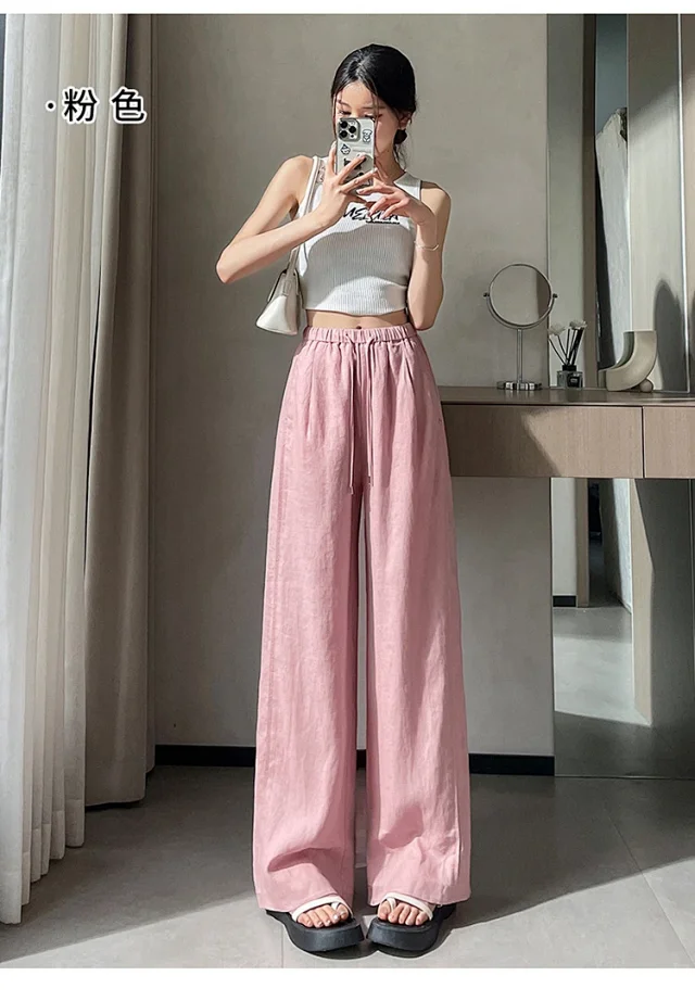 Ladies' Lyocell-Linen Wide-Leg Pants Detail