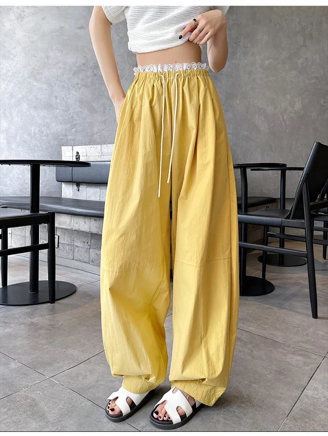 Summer Japanese Style Ice Silk Balloon Pants Detail