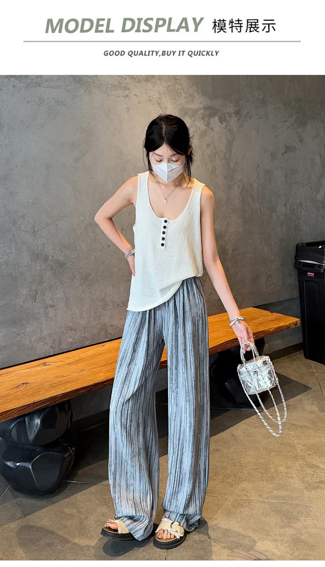 2025 Summer Tie - Dye Wide - Leg Pants Detail