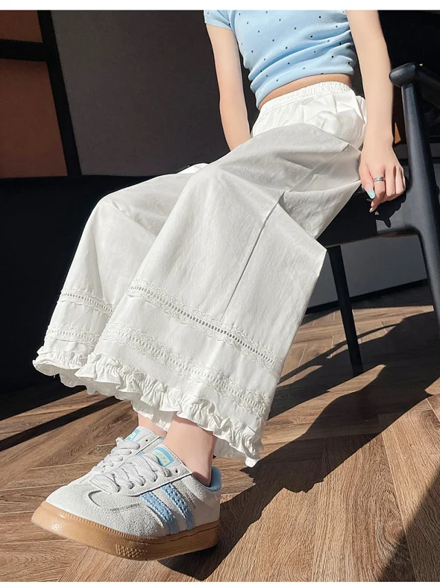 Women's Lace Crochet Wide-Leg Capris 2025 Summer Detail
