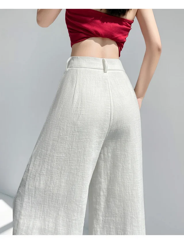 Linen Wide - Leg Pants for Women 2025 Detail