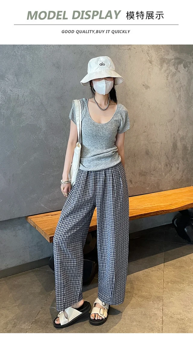 Premium Bubble Checkered Pants for Women Detail