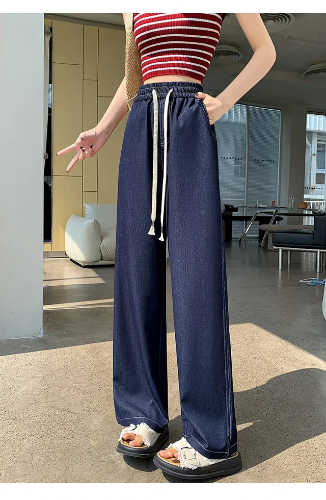 Women's High-Waist Ice Silk & Tencel Jeans 2025 Summer Detail