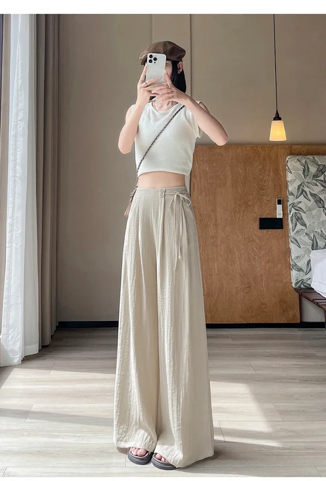 Women's Summer Linen Wide-leg Pants Detail
