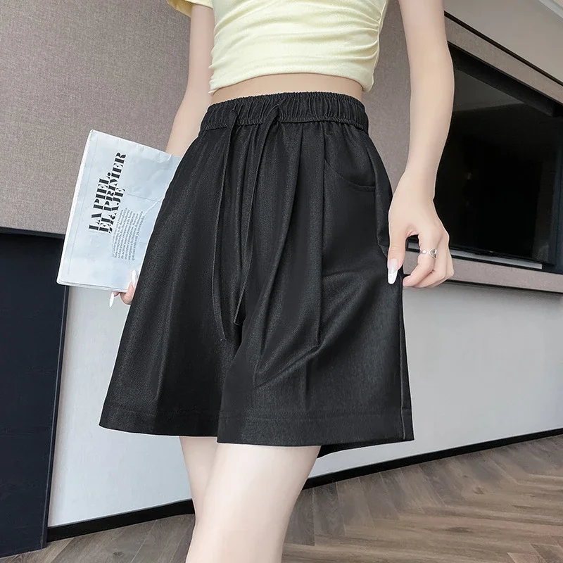 Women's Summer High-waisted Tencel Denim Wide-leg Capris