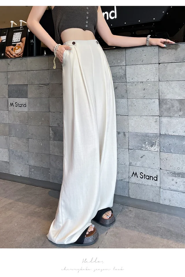 Summer Thin Tencel White Pants Detail