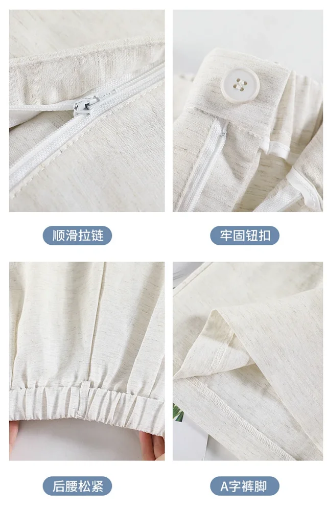 2025 Summer Ice Linen Wide-Leg Shorts for Women Detail