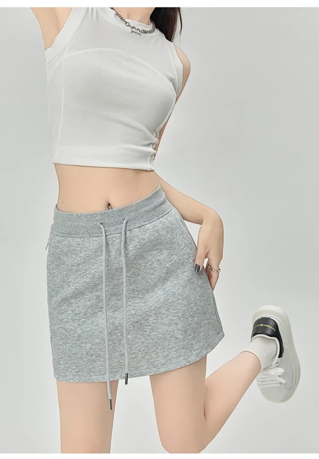 2025 Grey High - Waist A - Line Skirt for Women Detail