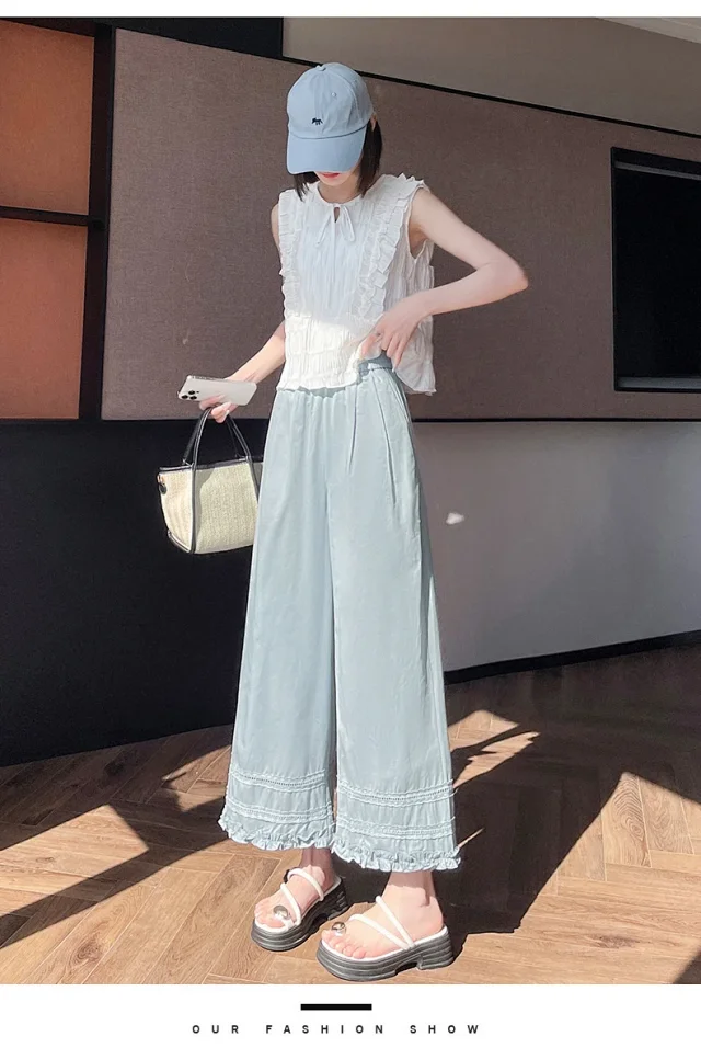 Women's Lace Crochet Wide-Leg Capris 2025 Summer Detail