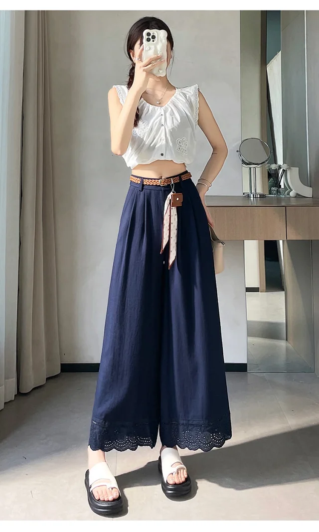 2025 Summer Linen Cropped Trousers Detail