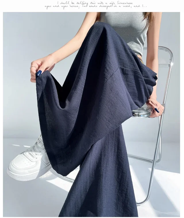 Ice Silk Linen Wide-Leg Pants Detail