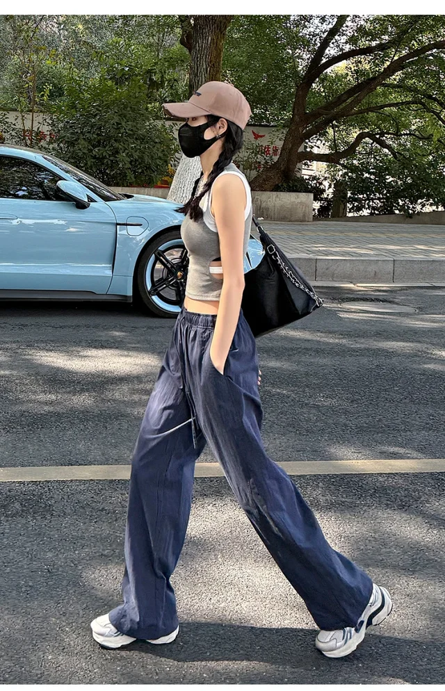 Women's Summer New Puff Straight Pants Detail