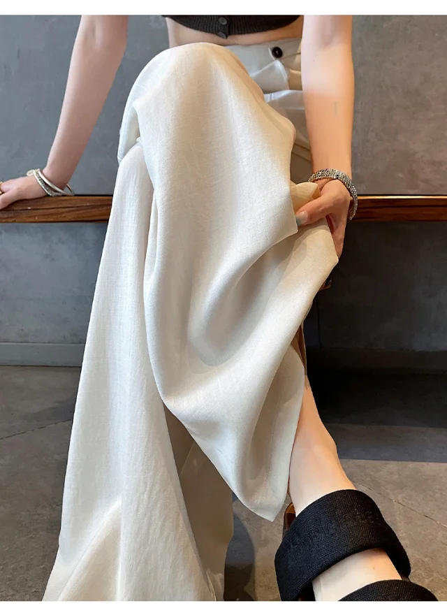 Summer Thin Tencel White Pants Detail