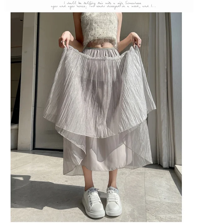 2025 Summer High-Waist A-Line Cake Skirt for Women Detail