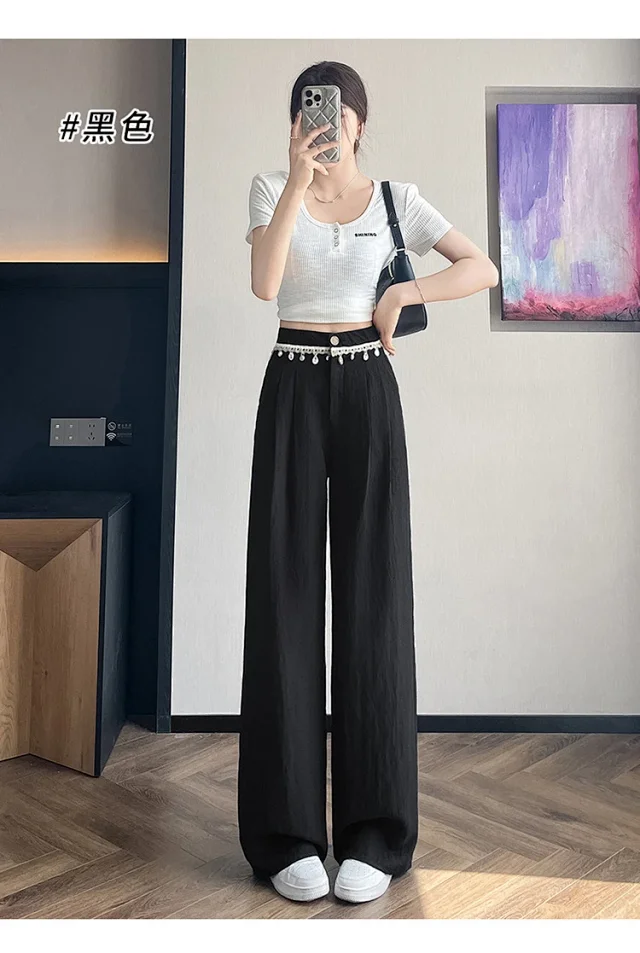 Summer Women's Tencel Linen Wide-Leg Pants Detail