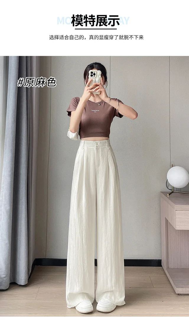 Linen Wide-Leg Pants for Women Detail