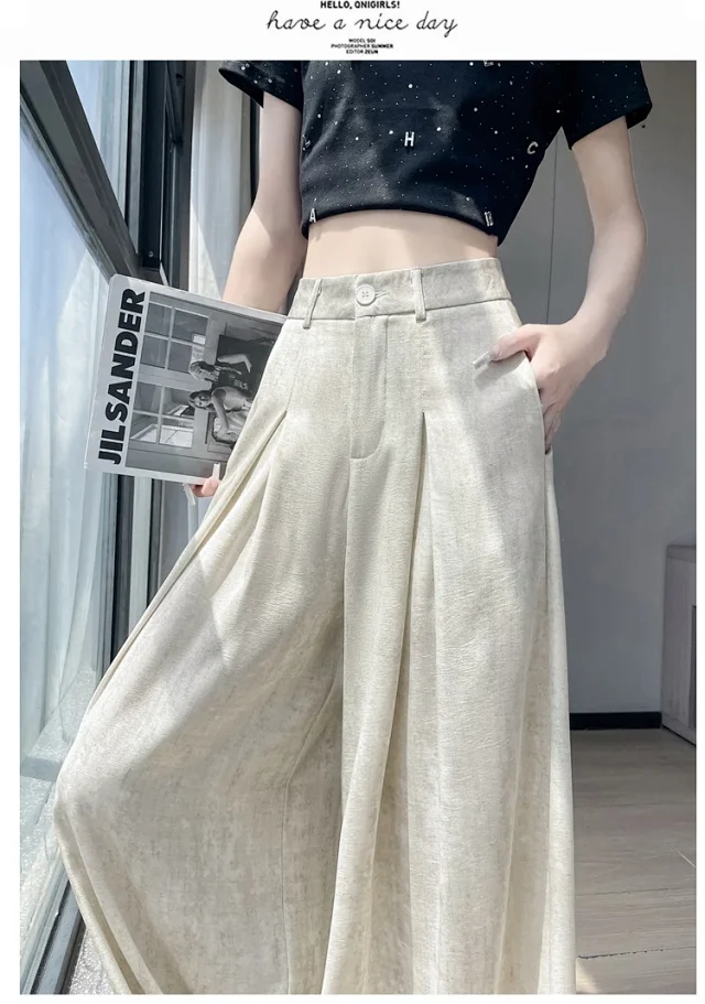 Ice Silk Acetate Tie-Dye Wide-Leg Pants for Women Detail