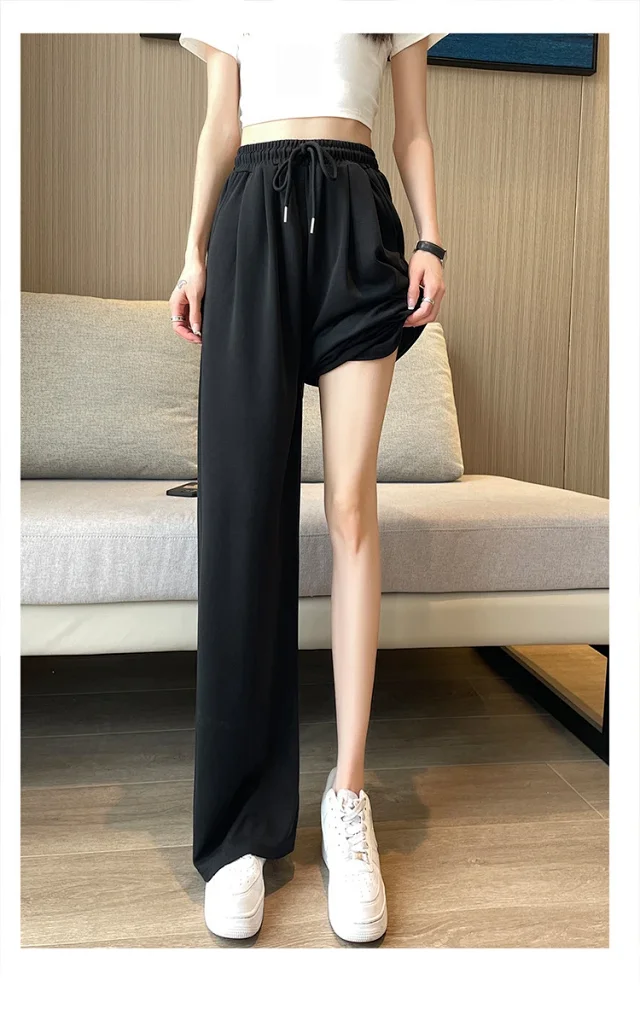 Women's Cupro Wide - Leg Pants 2025 Summer New Detail