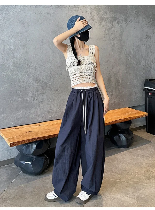Summer Japanese Style Ice Silk Balloon Pants Detail