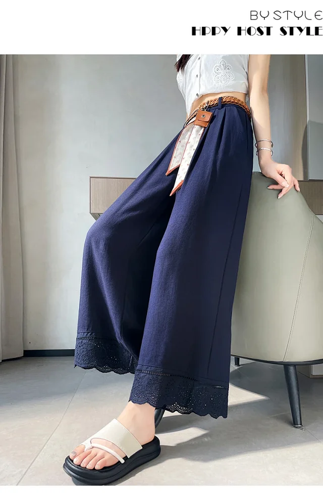 2025 Summer Linen Cropped Trousers Detail