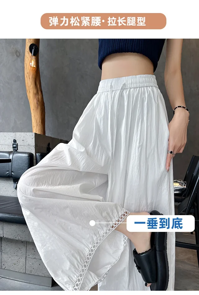 2025 Summer Ice Silk Lace Cropped Pants for Petite Women Detail