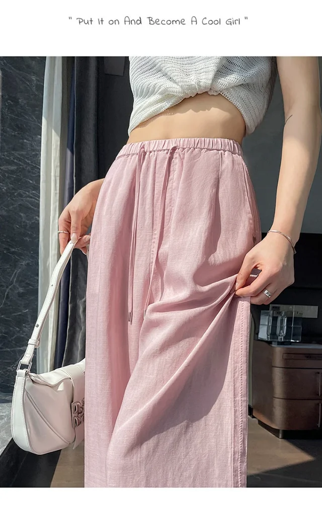 Linen Wide - Leg Pants for Women 2025 Summer Detail