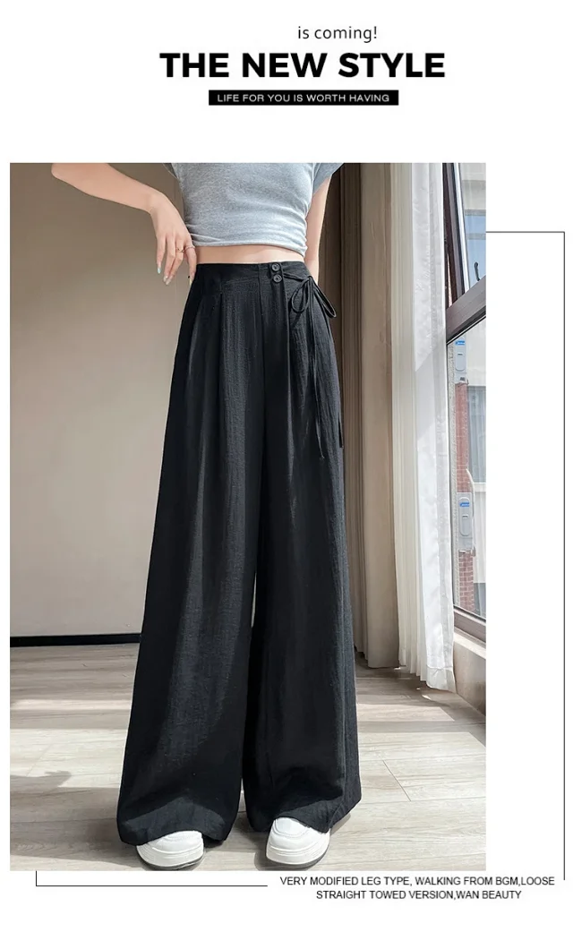 Women's Summer Linen Wide-leg Pants Detail