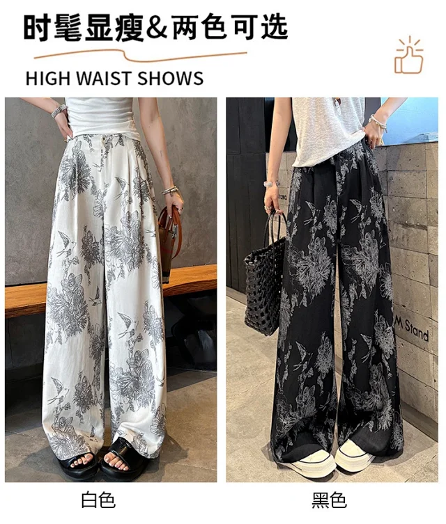 Vintage Ink Print Linen Pants Detail