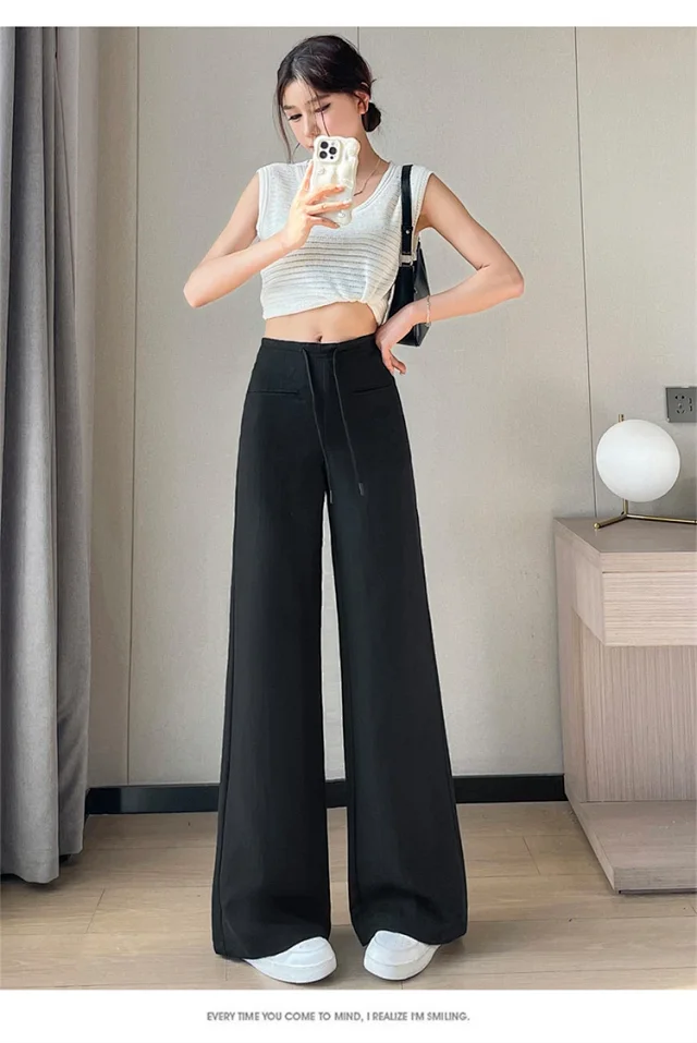 Lyocell Linen Straight Leg Pants for Women 2025 Summer Detail