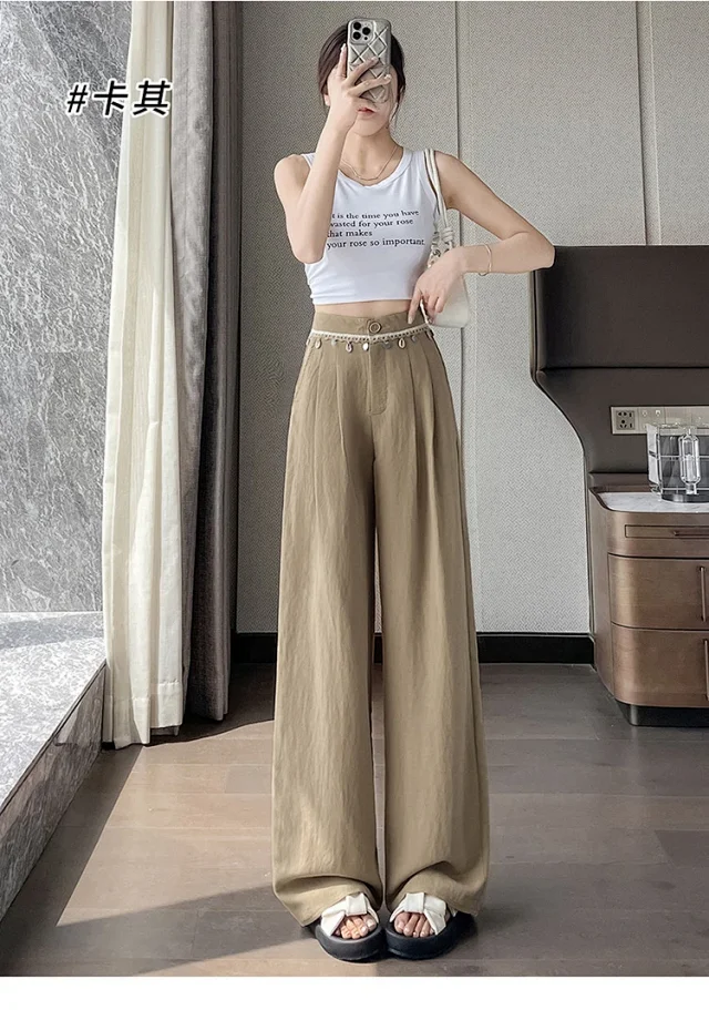 Summer Women's Tencel Linen Wide-Leg Pants Detail