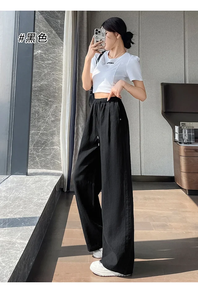 Linen Wide - Leg Pants for Women 2025 Summer Detail