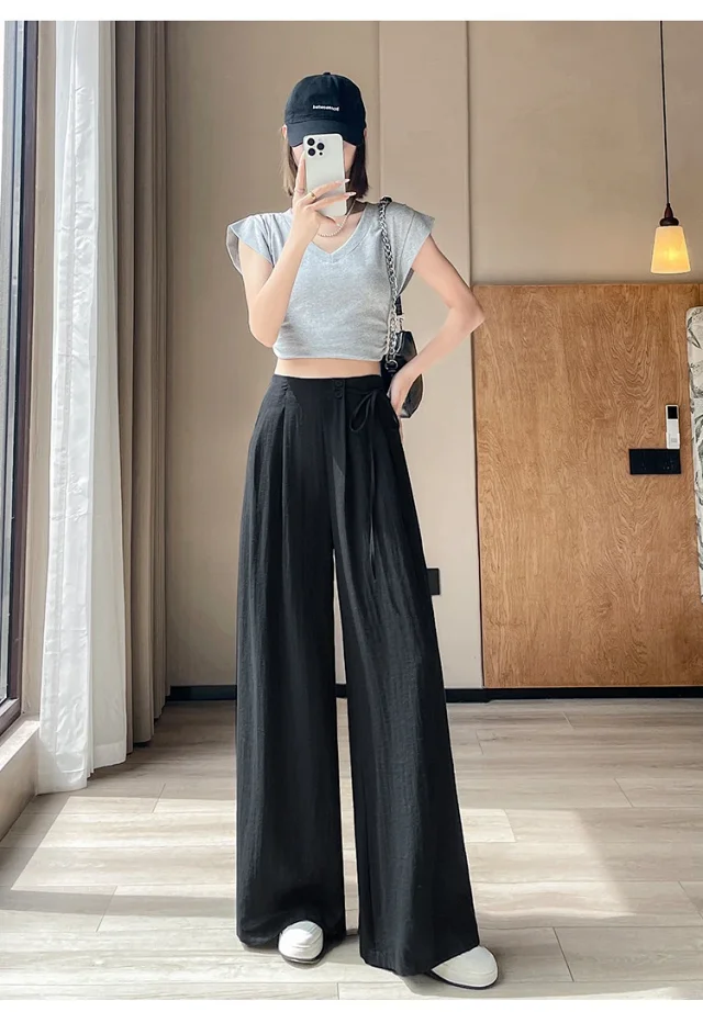 Women's Summer Linen Wide-leg Pants Detail