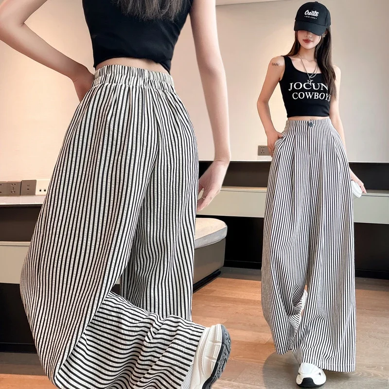 2025 Summer Women's Vintage Stripe Wide - leg Pants