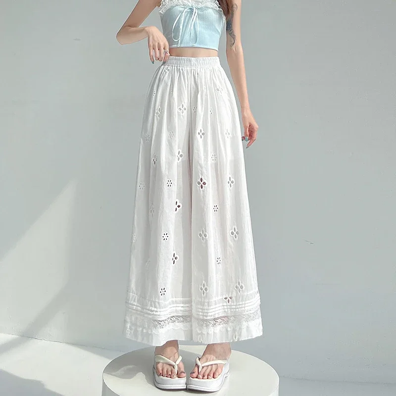 Women's Lace Ice Silk Wide-Leg Pants