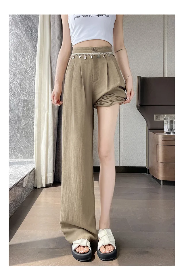 Summer Women's Tencel Linen Wide-Leg Pants Detail