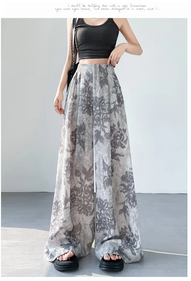 Women's 2025 Summer Printed Wide-Leg Pants Detail