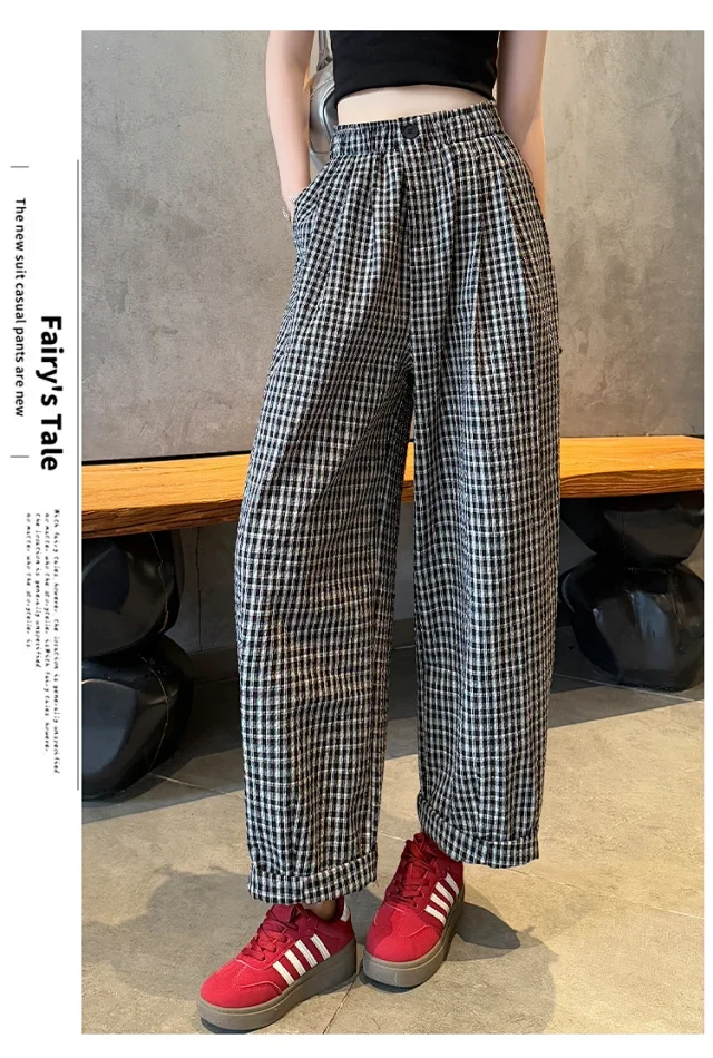 Premium Bubble Checkered Pants for Women Detail