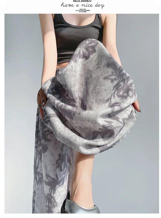 Women's 2025 Summer Printed Wide-Leg Pants Detail